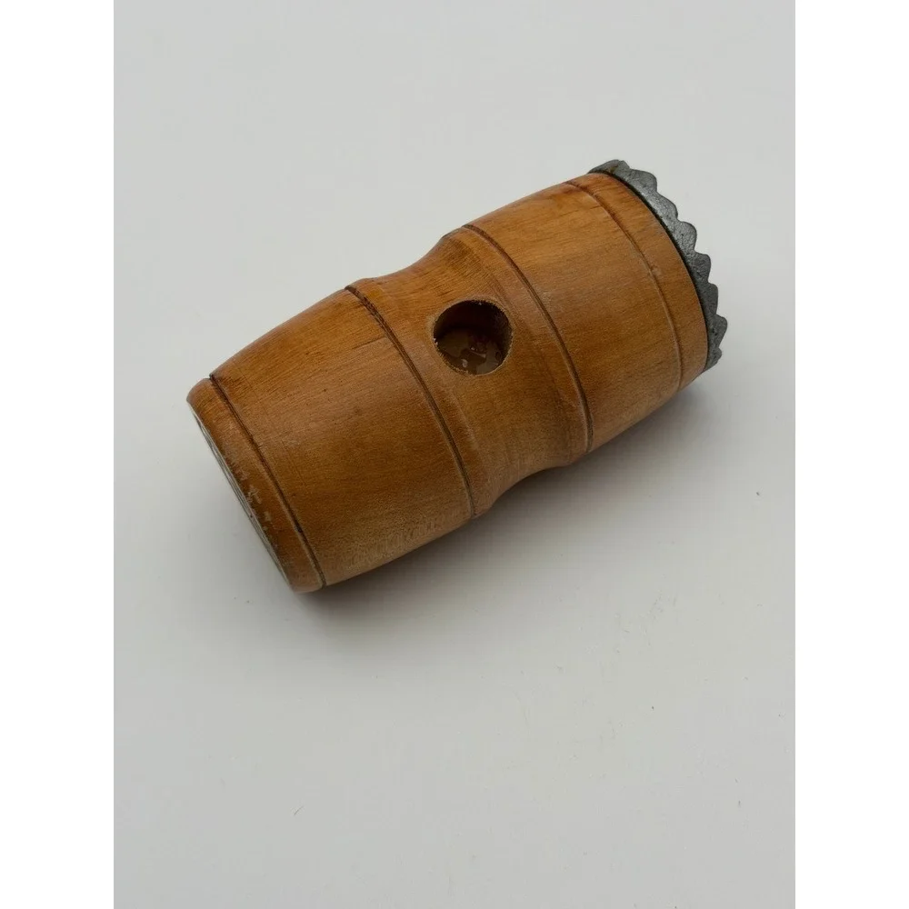 Vintage Wooden Barrel Meat Tenderizer Mallet Primitive Spiked Metal Head Tool